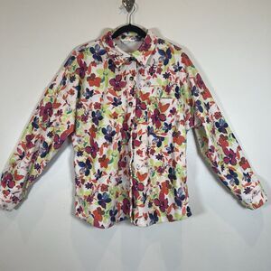 Emily Wonder Floral Corduroy Shacket Shirt Jacket Multicolor Wide Wale L